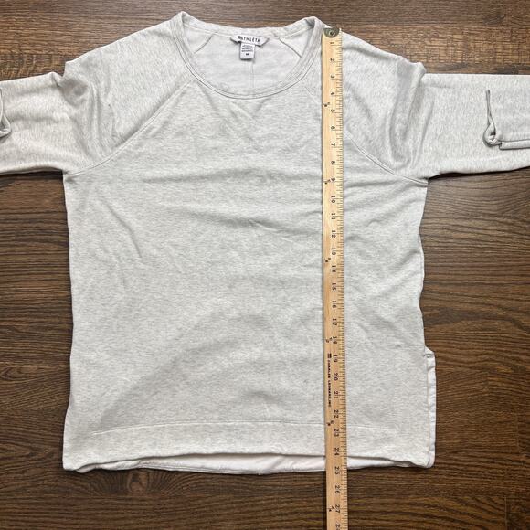 Athleta Sweatshirt Womens Medium Light Heathered Gray Long Sleeve Thumbhole - Picture 5 of 9